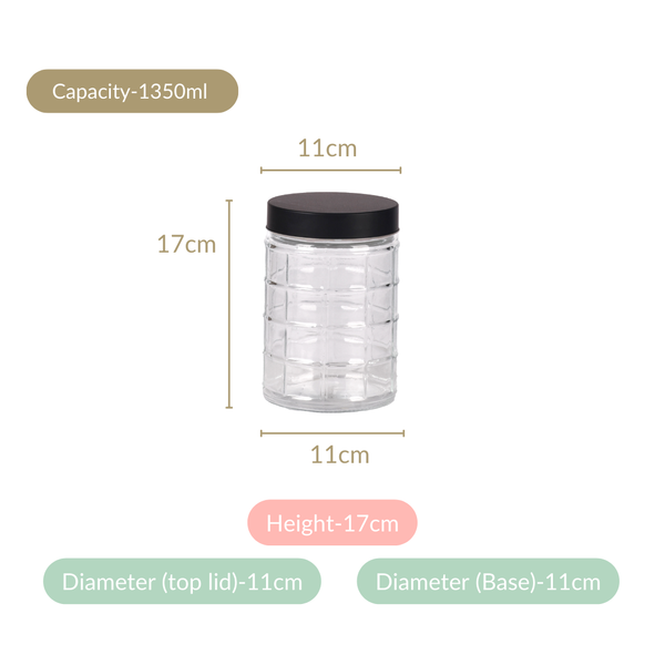 Glass Storage Jars With Airtight Lid Set Of 4 Checks 1350ml