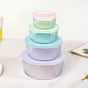 Set Of 4 Round Fluted Glass Food Storage Container With Lid