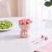 Pink Rose Fruit Fork With Ceramic Vase Set Of 13