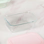 Set Of 3 Ribbed Glass Food Container With Lid