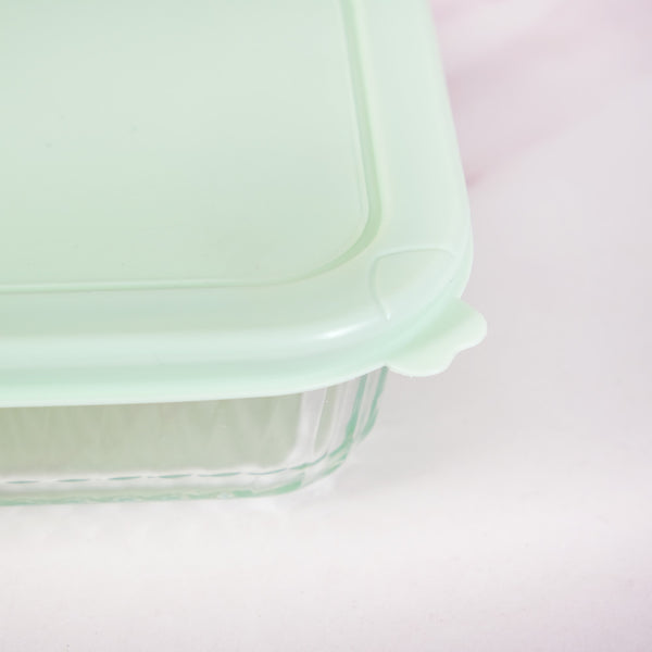 Set Of 3 Ribbed Glass Food Container With Lid