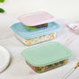 Set Of 3 Ribbed Glass Food Container With Lid