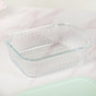 Set Of 3 Ribbed Glass Food Container With Lid