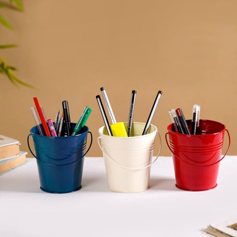 Colourful Metal Bucket Set Of 3- Colourful Metal Buckets, Set of 3 Buckets, Decorative Metal Buckets, Vibrant Bucket Set