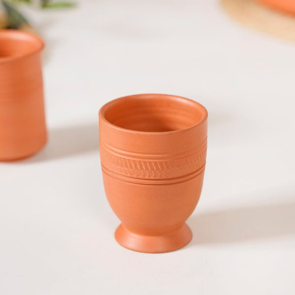 Footed Terracotta Clay Tumblers Set Of 4 200ml