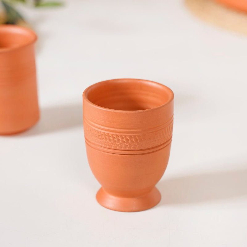Footed Terracotta Clay Tumblers Set Of 4 200ml