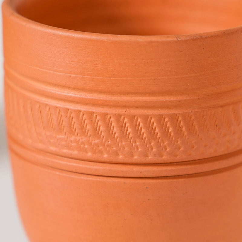 Footed Terracotta Clay Tumblers Set Of 4 200ml