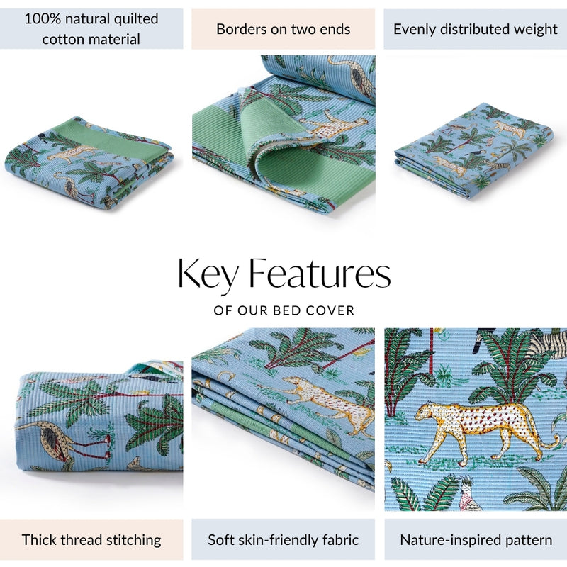 Forest Frolic Quilted Cotton Bedcover 250x220cm
