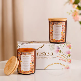 Caramel Scented Candle Jar With Lid Gift Set Of 2