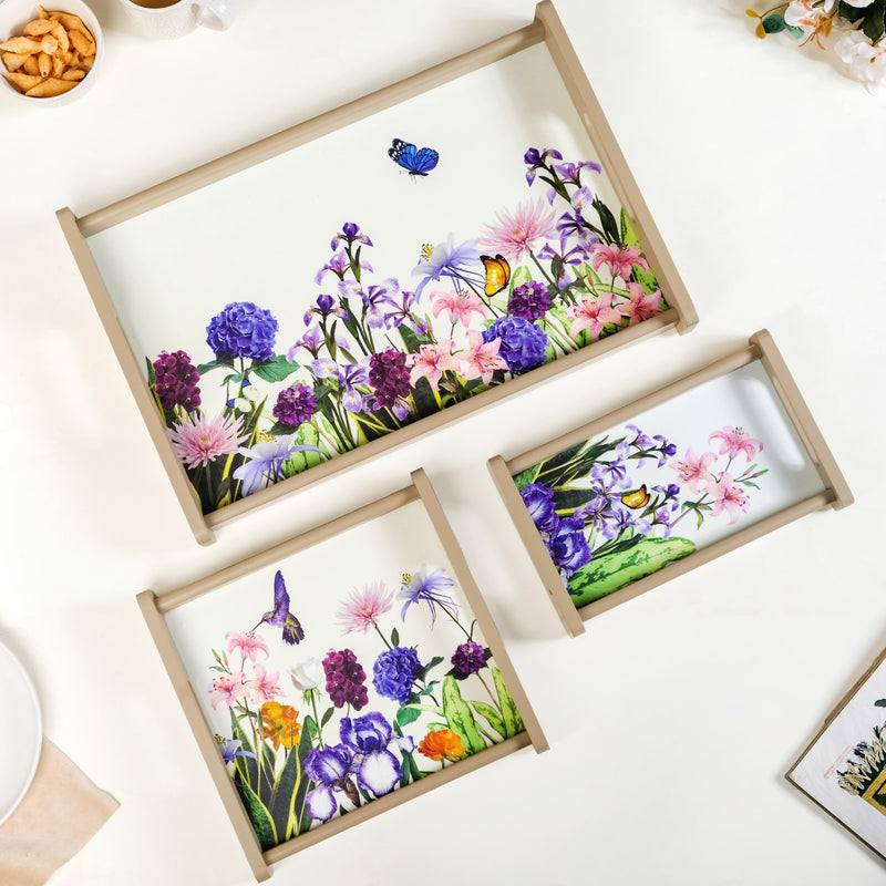 Spring Garden Nested Serving Tray Set Of 3