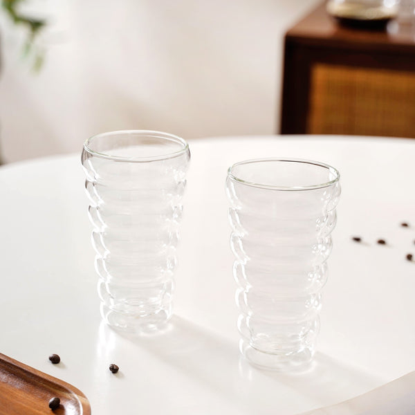 Layered Tall Double Wall Drinking Glass Set Of 2 375ml