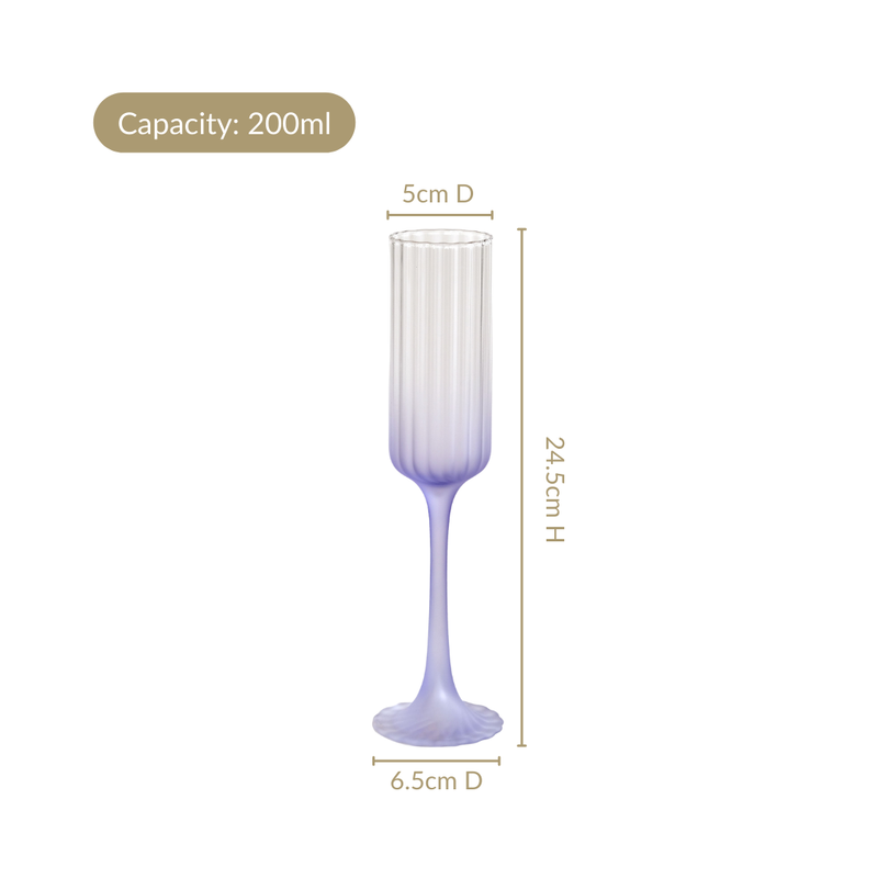 Frosted Ombre Champagne Glass Lavender 200ml