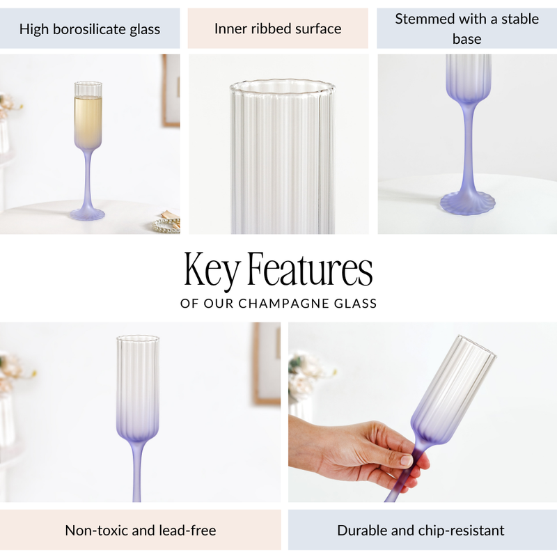 Frosted Ombre Champagne Glass Lavender 200ml