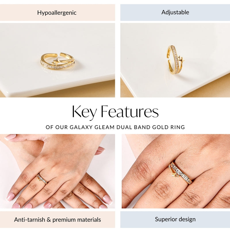 Galaxy Gleam Dual Band Gold Ring