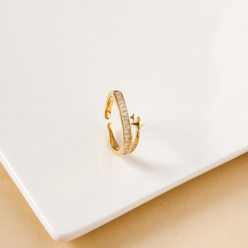 Galaxy Gleam Dual Band Gold Ring