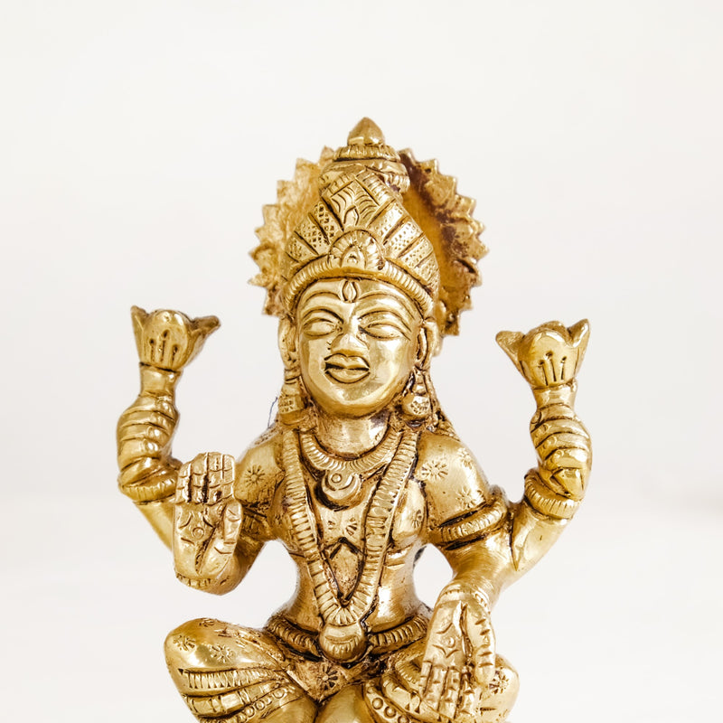 Ganesh Laxmi Pure Brass Statue Set Of 2 11cm - Laxmi and Ganesh Brass Statue, Pure Brass Laxmi Ganesh Idols, Decorative Laxmi Ganesh Home Decor