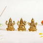 Ganesh Laxmi Saraswati Brass Puja Idol Set Of 3 7cm - Holy Trinity Brass Idol, Puja Idol Set, Brass Puja Set, Brass Idols, Sacred Brass Decor