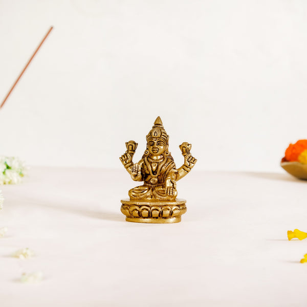 Ganesh Laxmi Saraswati Brass Puja Idol Set Of 3 7cm