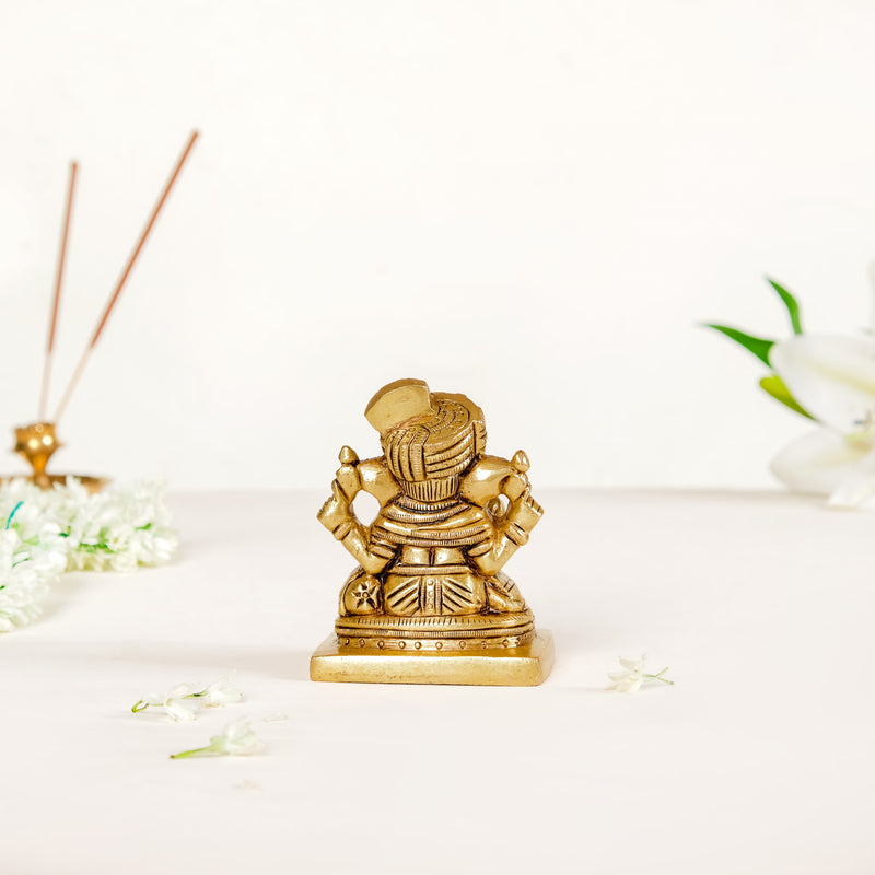 Ganpati Brass Idol 8cm - Ganpati Brass Idol, Ganpati Statue, Brass Ganesh Idol, Decorative Ganpati Figure, Sacred Brass Idol