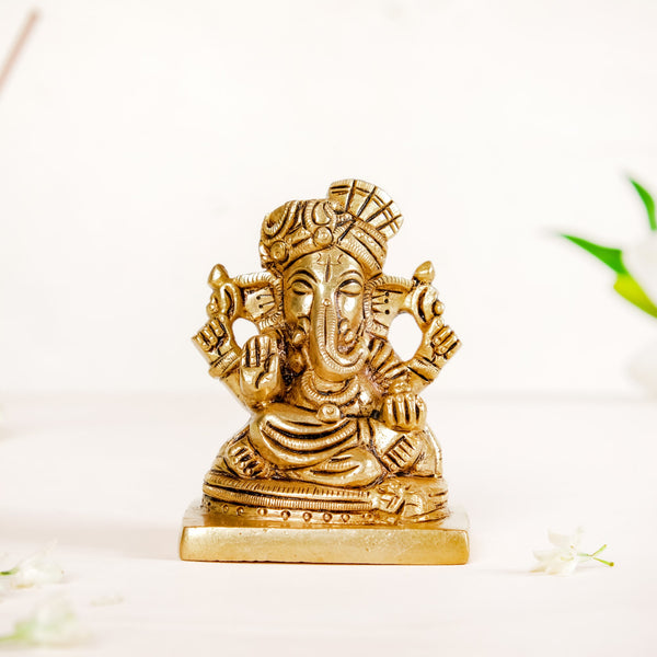 Ganpati Brass Idol 8cm