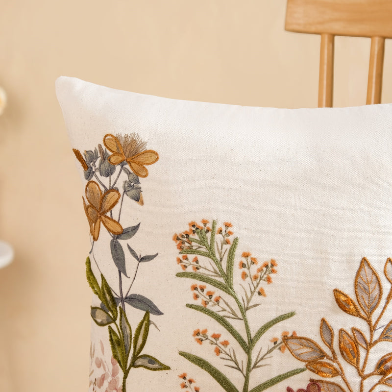Garden Bloom Embroidered Cushion Cover