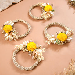 Mini Floral Garland Wreath For Wall Decor Set Of 4