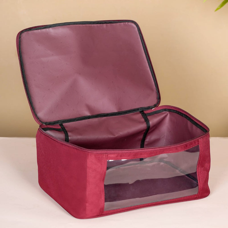 Waterproof Maroon Wardrobe Organiser Set Of 2