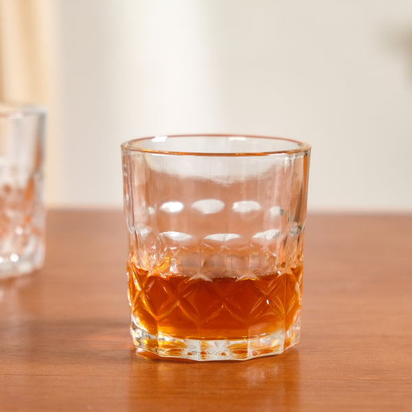 Geometric Embossed Whiskey Glass Set Of 6 240ml