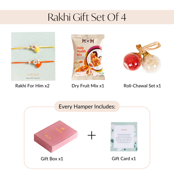 Special Festive Rakhi Gift Hamper Set Of 4 With Box And Card