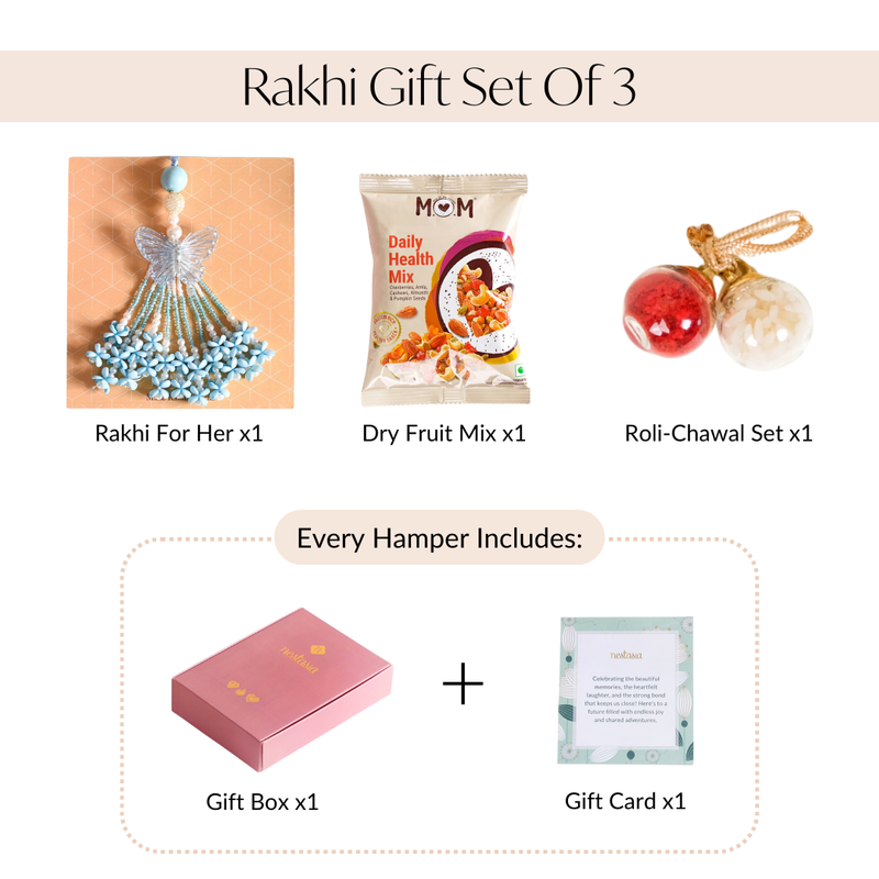 Blue Lumba For Sister Set Of 3 With Gift Box And Card