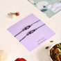 Gold Blue Protective Amulet Rakhi Gift Set Of 4 With Box And Card