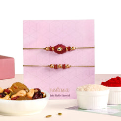 Maroon Bloom Rakhi Set Of 4 With Box And Card