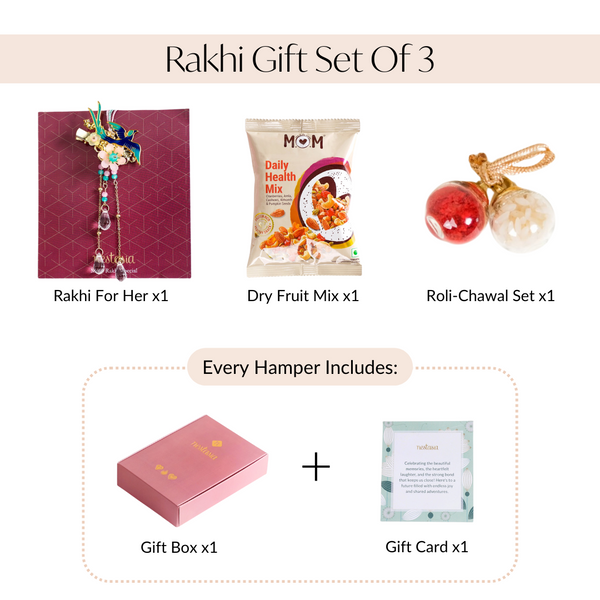 Bird Paradise Rakhi For Sisters Set Of 3 With Gift Box