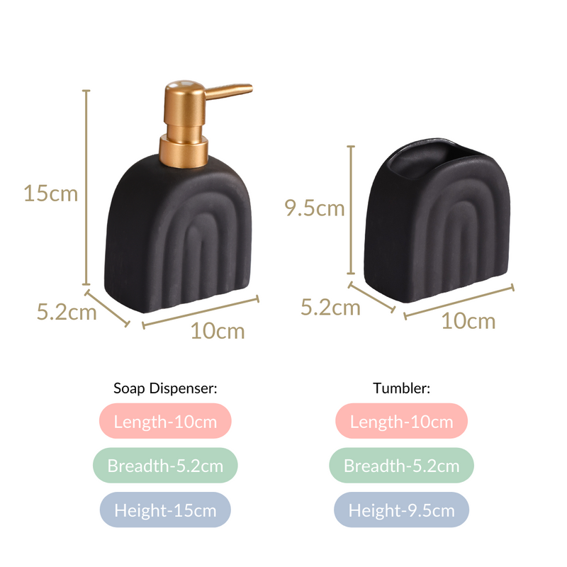 Chic Matte Finish Ceramic Bath Of 2 Set Black