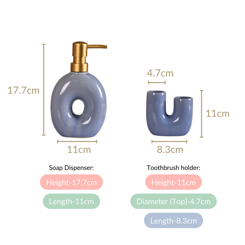 Modern Coastal Ceramic Bath Set of 2 Blue