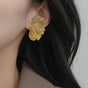 Folded Ginkgo Leaf Statement Earrings Gold