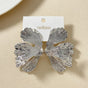 Folded Ginkgo Leaf Statement Earrings Silver