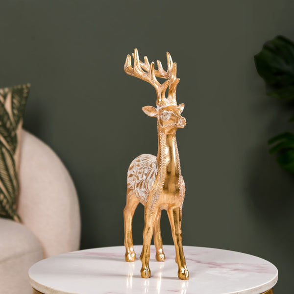 Majestic Gold Deer Showpiece For Home Decor