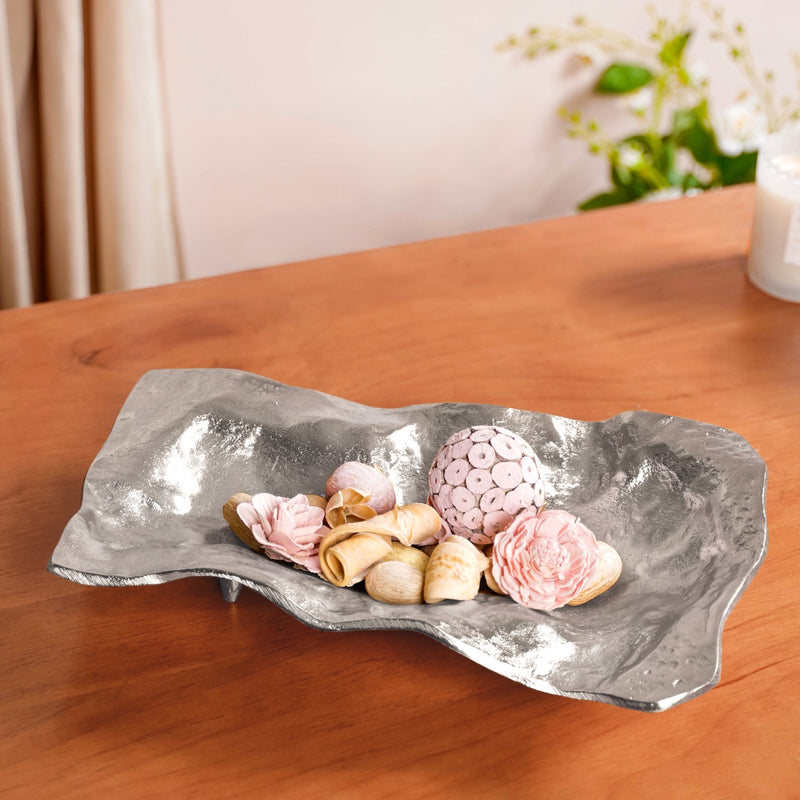 Stone Finish Antique Decorative Tray Silver