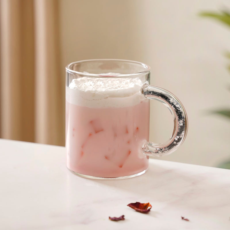 Silver Sparkle Glass Coffee Cup Set Of 2 425ml