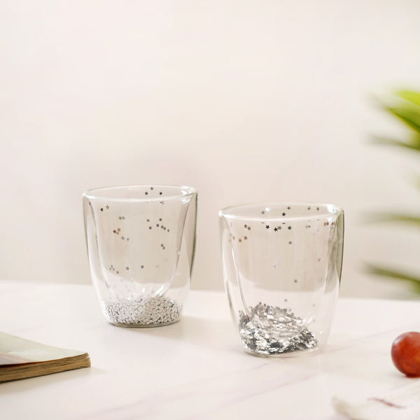 Twinkling Star Double Wall Drinking Glass Set Of 2 225ml