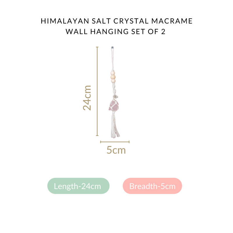 Macrame Himalayan Salt Crystal Wall Hanging Set Of 2