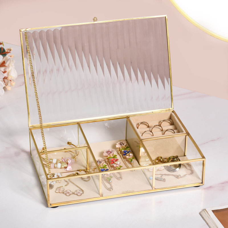 Multicompartment Velvet Cushioned Jewellery Box