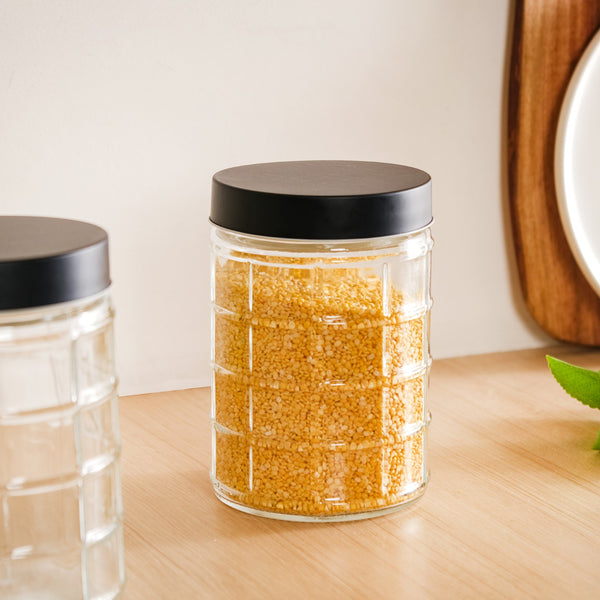 Glass Storage Jars With Airtight Lid Set Of 4 Checks 1350ml