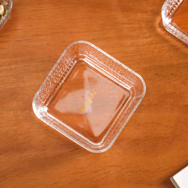 Set Of 4 Glass Bowls Square Textured 300ml