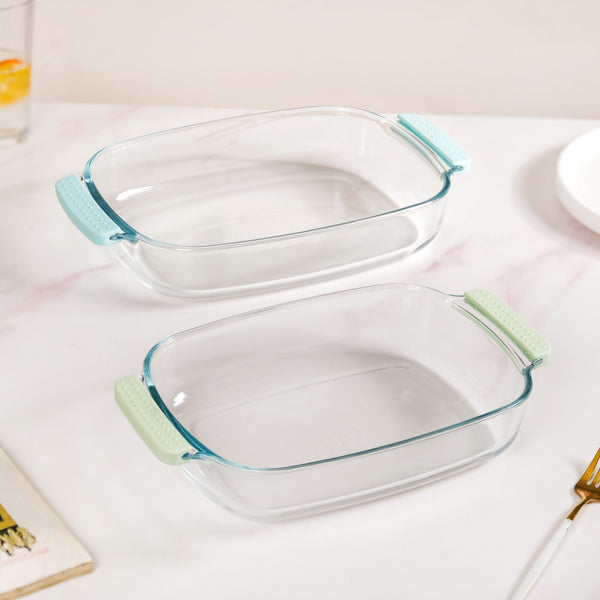 Glass Baking Dish With Heat Protect Silicon Covers Set Of 2