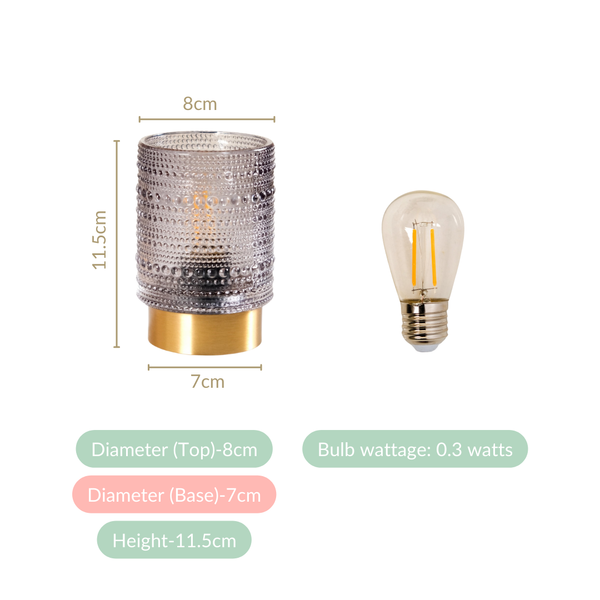 Bubble Glass Cordless Table Lamp With LED Bulb