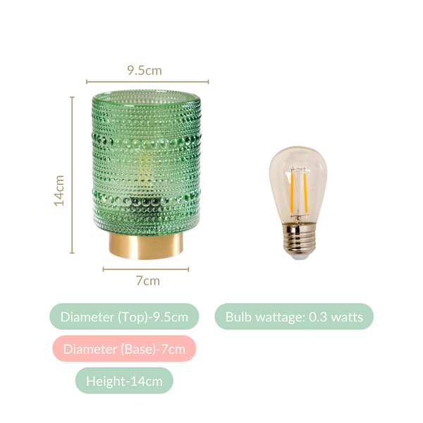 Bubble Green Glass Table Lamp With LED Bulb