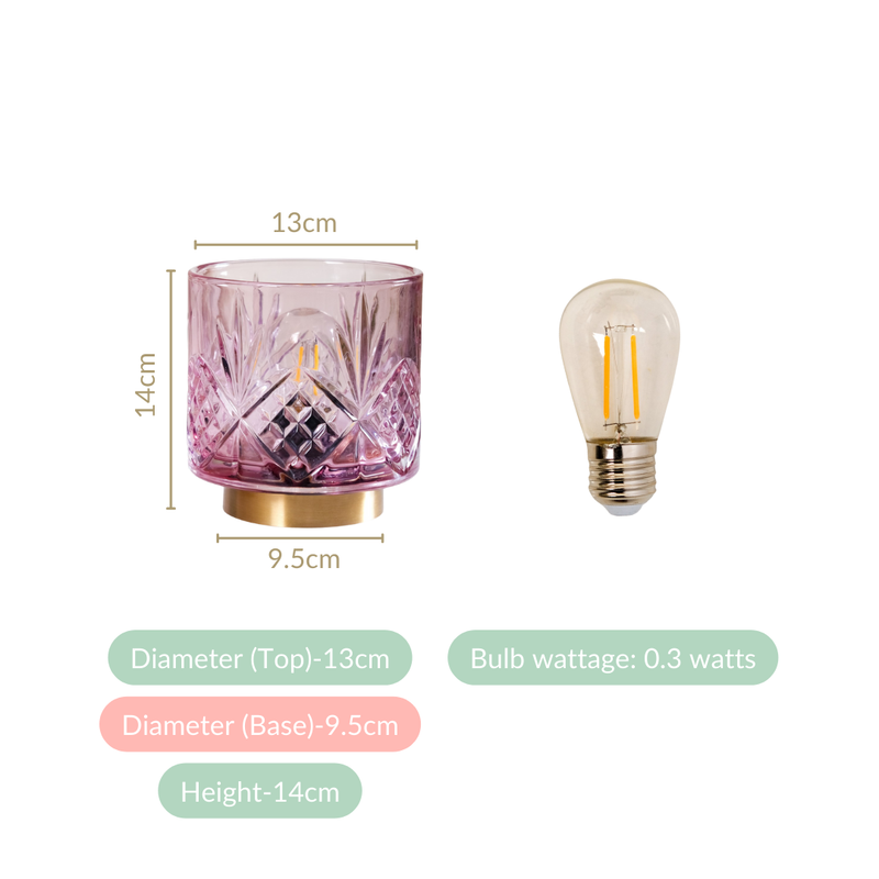 Purple Soda Lime Glass Desk Lamp With Edison Bulb