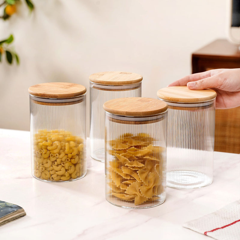 Set Of 4 Airtight Borosilicate Glass Jar 1100ml